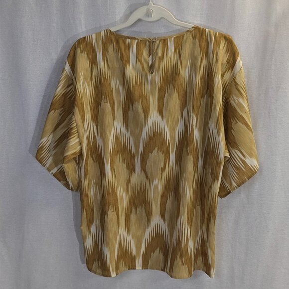 Michael by Michael Kors Gold Patterned Cold Shoulder Blouse Size Small - Picture 7 of 14